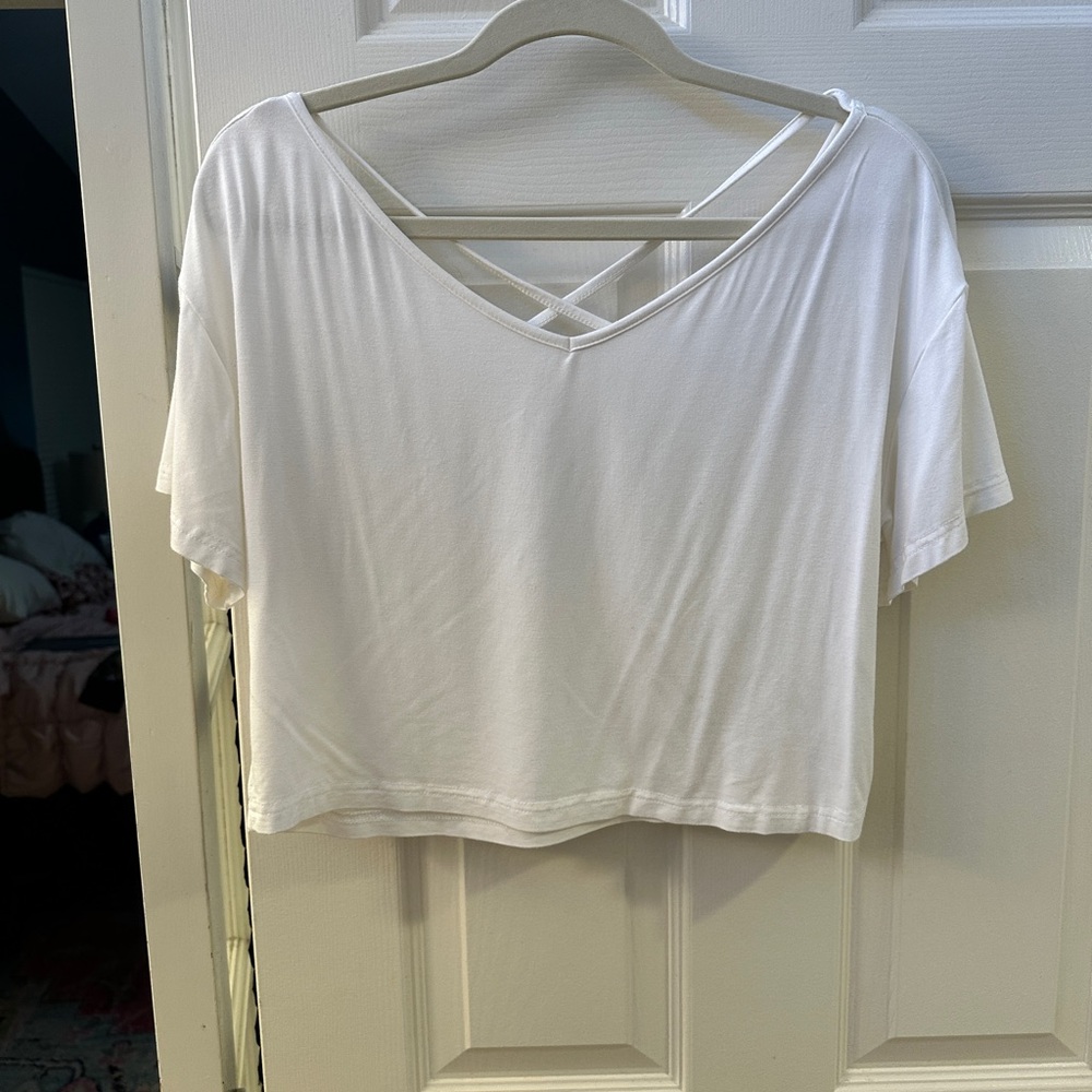 White V-Neck Women's Top